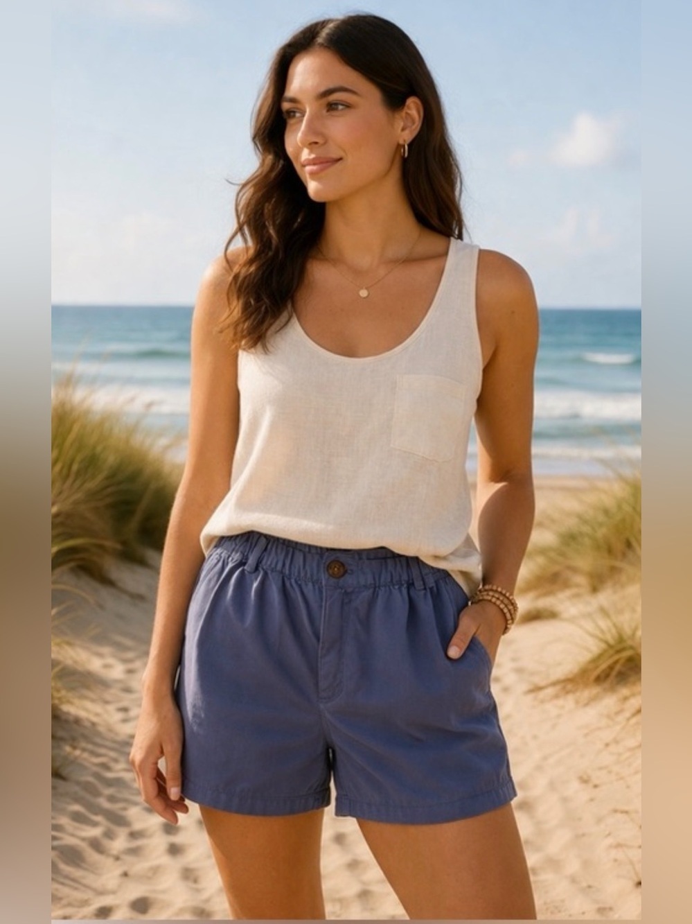Bearbottom Clothing Cotton Shorts L Blue Coastal Minimalist Casual Summer